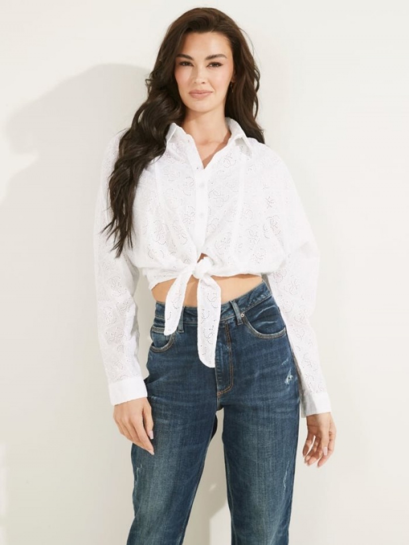 Guess Tina Eyelet Kadın Üstler Beyaz | 20485SNUA