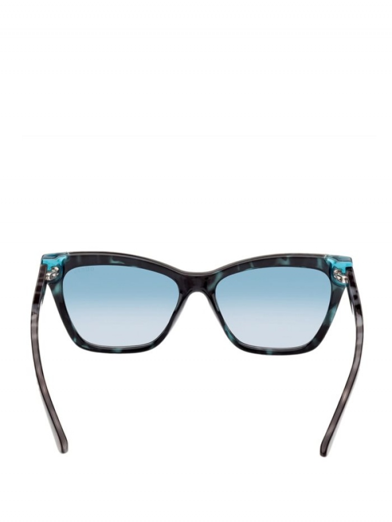Guess Tortoise Plastic Square Kadın Güneş Gözlüğü Mavi | 72584VUSP