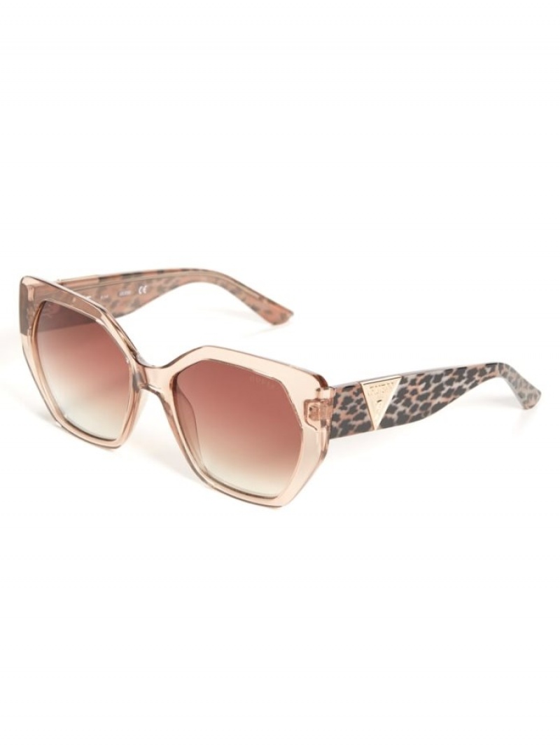 Guess Triangle Geometric Kadın Güneş Gözlüğü Bej Rengi | 47862MXFT
