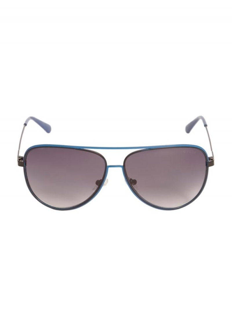 Guess Wesley Metal Aviator Erkek Güneş Gözlüğü Gri | 54603YKFN