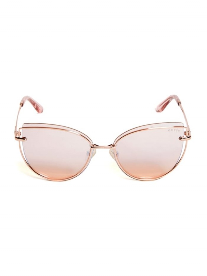 Guess Wired Cat Eye Kadın Güneş Gözlüğü Pembe Altın | 79812UJIL