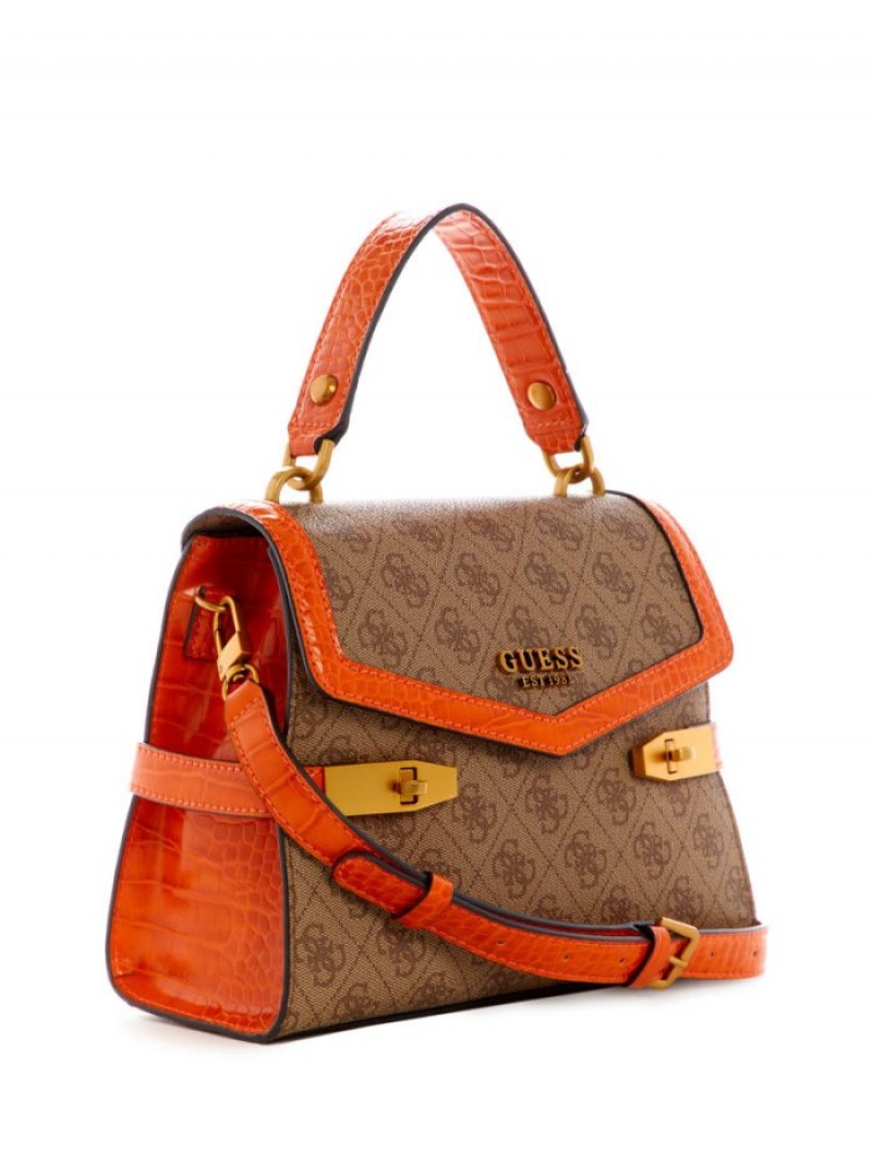 Guess Zadie Logo-Top Handle Kadın Satchel Çanta Turuncu | 52086SBGA