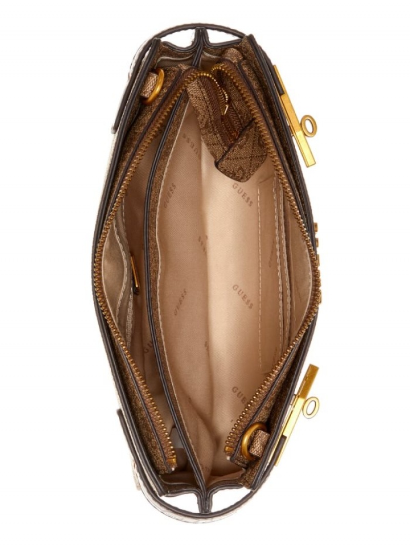 Guess Zadie Logo Elite Kadın Çapraz Askılı Çanta Kahverengi | 08529HBJW