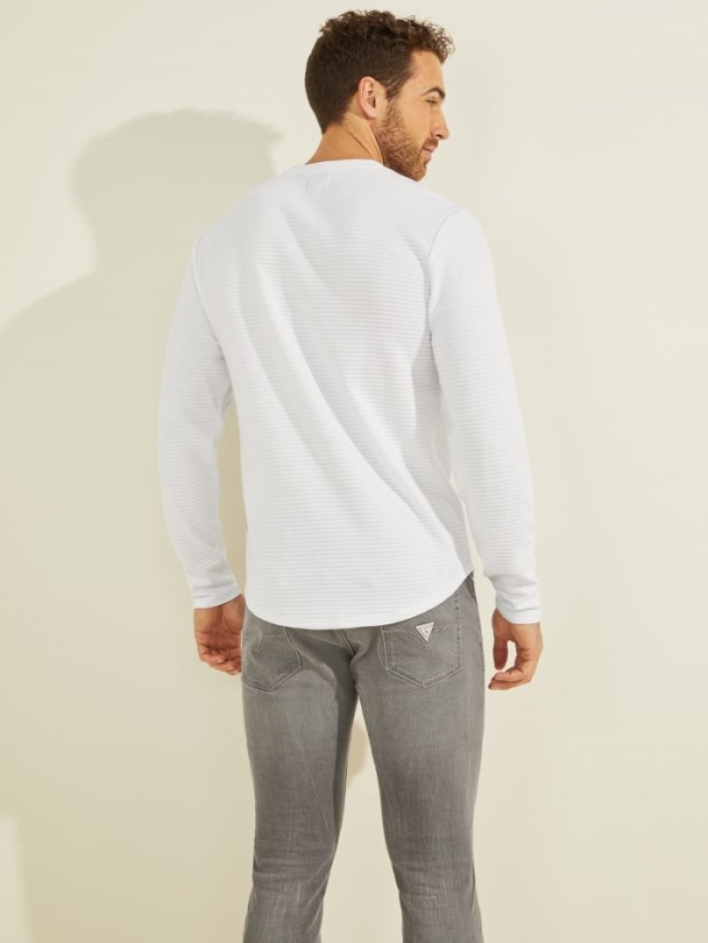 Guess Zuma Long-Sleeve Tee Erkek Tişört Beyaz | 65172EGRQ